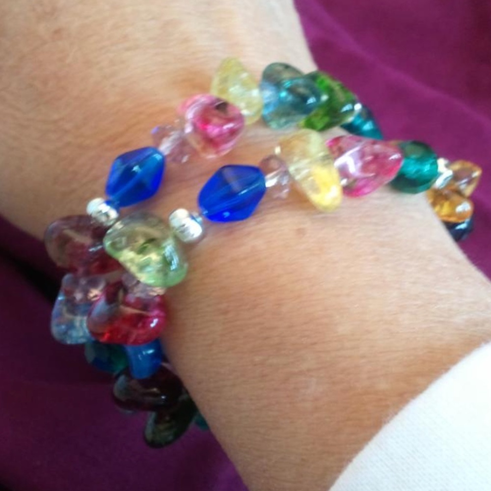 Double Strand Multi-Color Bracelet Toggle Closure… - image 1
